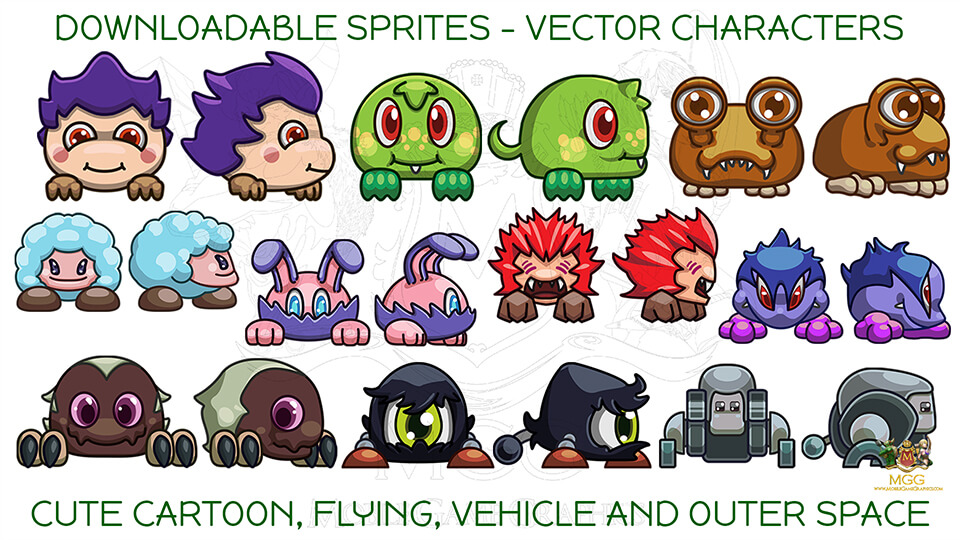 Download Vector game characters assets pack - Gamedev.js